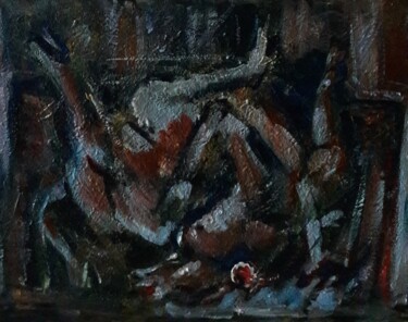 Malerei mit dem Titel ""..le taureau sur l…" von Sam Keusseyan Gladiateur, Original-Kunstwerk, Acryl