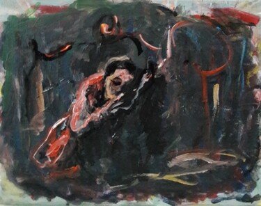 Painting titled "" ..chevalet comme…" by Sam Keusseyan Gladiateur, Original Artwork, Acrylic