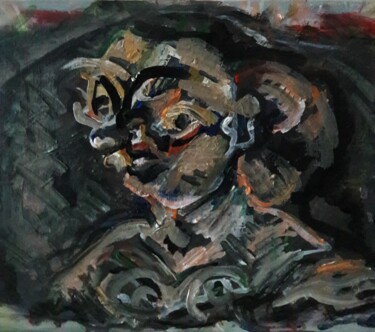 Peinture intitulée ""autoportrait d'une…" par Sam Keusseyan Gladiateur, Œuvre d'art originale, Acrylique