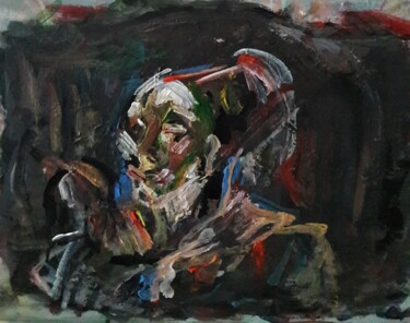 Painting titled "un regard mûr.." by Sam Keusseyan Gladiateur, Original Artwork, Acrylic