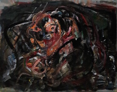 Peinture intitulée "femme taureau" par Sam Keusseyan Gladiateur, Œuvre d'art originale, Acrylique