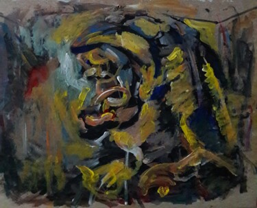 Peinture intitulée "femme taureau 5" par Sam Keusseyan Gladiateur, Œuvre d'art originale, Acrylique