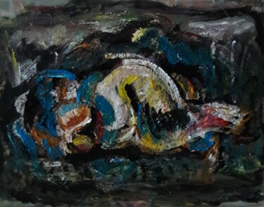 Peinture intitulée "son rêve la mange" par Sam Keusseyan Gladiateur, Œuvre d'art originale, Acrylique