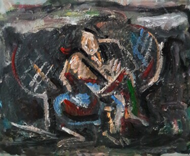 Painting titled "rêveuse d'amour" by Sam Keusseyan Gladiateur, Original Artwork, Acrylic