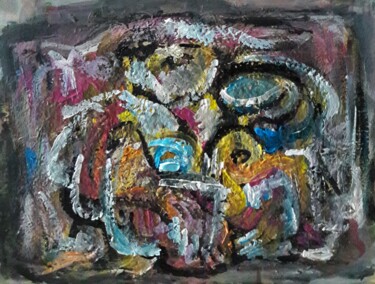 Schilderij getiteld "elle comme palette…" door Sam Keusseyan Gladiateur, Origineel Kunstwerk, Acryl
