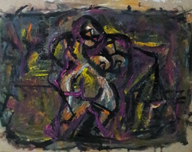 Painting titled "sur la table" by Sam Keusseyan Gladiateur, Original Artwork, Acrylic