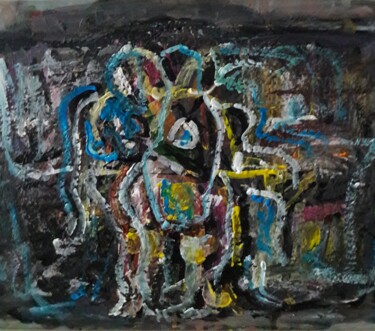 Painting titled "mouvements en soie…" by Sam Keusseyan Gladiateur, Original Artwork, Acrylic