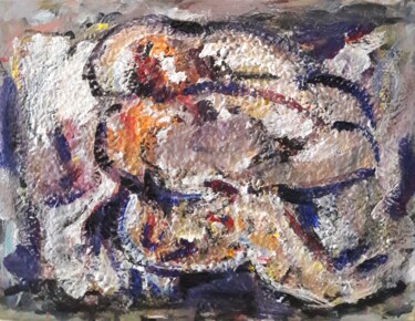 Painting titled "elle dort sur sa tê…" by Sam Keusseyan Gladiateur, Original Artwork, Acrylic