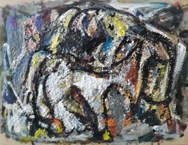 Peinture intitulée "la vache heureuse 1" par Sam Keusseyan Gladiateur, Œuvre d'art originale, Acrylique