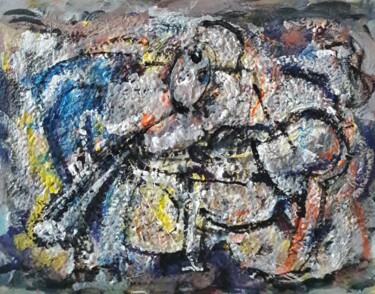 Картина под названием "la vache joue au fl…" - Sam Keusseyan Gladiateur, Подлинное произведение искусства, Акрил