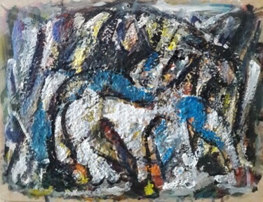 Peinture intitulée "la vache joue dans…" par Sam Keusseyan Gladiateur, Œuvre d'art originale, Acrylique