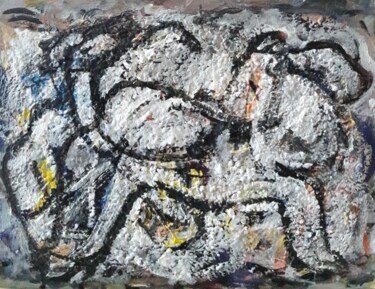 Картина под названием "la vache joue avec…" - Sam Keusseyan Gladiateur, Подлинное произведение искусства, Акрил