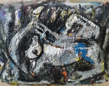 Painting titled "la  vache fait la s…" by Sam Keusseyan Gladiateur, Original Artwork, Acrylic