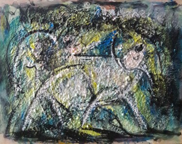 Pittura intitolato "taureau blanc 2" da Sam Keusseyan Gladiateur, Opera d'arte originale, Acrilico