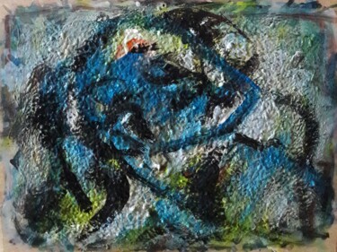 Painting titled "bleue 4" by Sam Keusseyan Gladiateur, Original Artwork, Acrylic