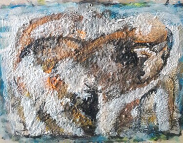 Pintura intitulada "taureau sur sa long…" por Sam Keusseyan Gladiateur, Obras de arte originais, Acrílico