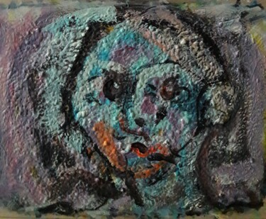 Painting titled "portrait bleu hgt" by Sam Keusseyan Gladiateur, Original Artwork, Acrylic