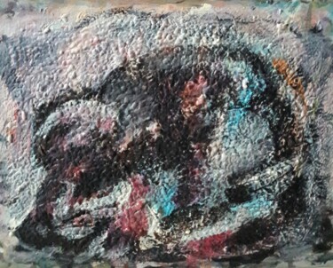 Malerei mit dem Titel "mon chiot en jouent" von Sam Keusseyan Gladiateur, Original-Kunstwerk, Acryl