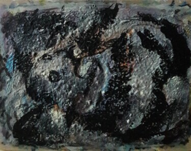Painting titled "Ares les oreilles e…" by Sam Keusseyan Gladiateur, Original Artwork, Acrylic