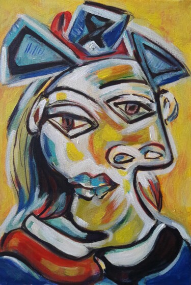 Peinture intitulée "d'après Picasso" par Sam Keusseyan Gladiateur, Œuvre d'art originale, Acrylique