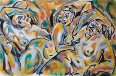 Painting titled "" Les femmes d'amou…" by Sam Keusseyan Gladiateur, Original Artwork, Acrylic