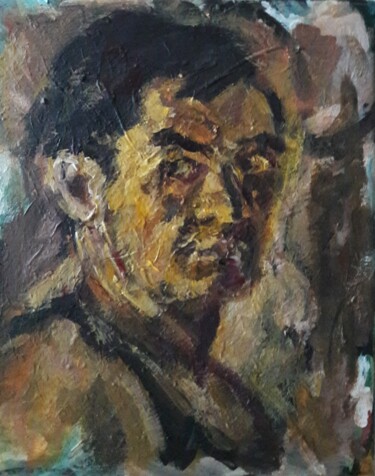 Painting titled "Autoportrait bbhk" by Sam Keusseyan Gladiateur, Original Artwork, Acrylic