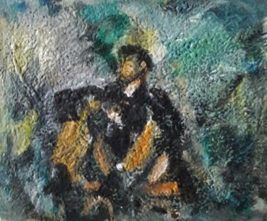 Peinture intitulée "l'homme assoie" par Sam Keusseyan Gladiateur, Œuvre d'art originale, Acrylique