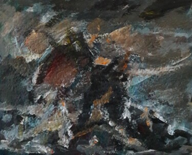 Painting titled "navire détruits" by Sam Keusseyan Gladiateur, Original Artwork, Acrylic