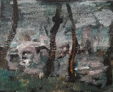 Painting titled "les arbres de la ri…" by Sam Keusseyan Gladiateur, Original Artwork, Acrylic