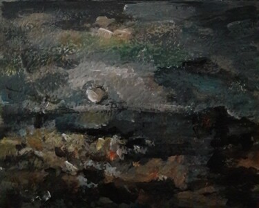 Painting titled "nuit" by Sam Keusseyan Gladiateur, Original Artwork, Acrylic