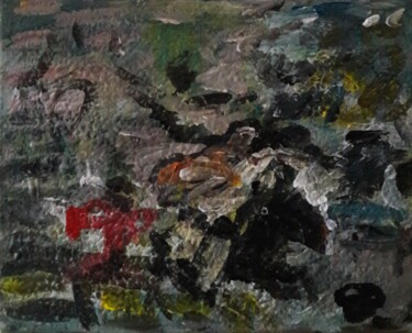 Painting titled "chapon noir" by Sam Keusseyan Gladiateur, Original Artwork, Acrylic