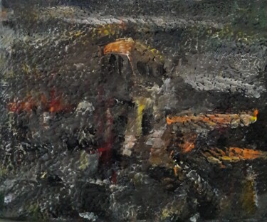 Peinture intitulée "église dans rocher" par Sam Keusseyan Gladiateur, Œuvre d'art originale, Acrylique