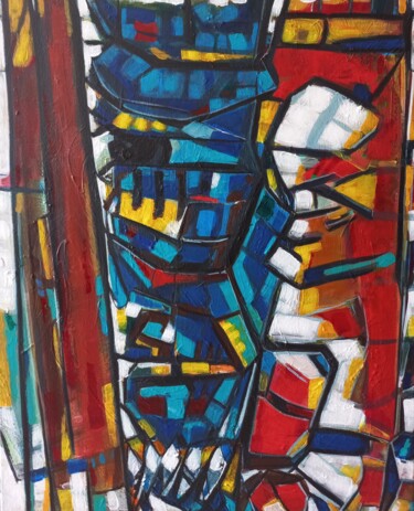 Painting titled "" sur la vitres ".." by Sam Keusseyan Gladiateur, Original Artwork, Acrylic