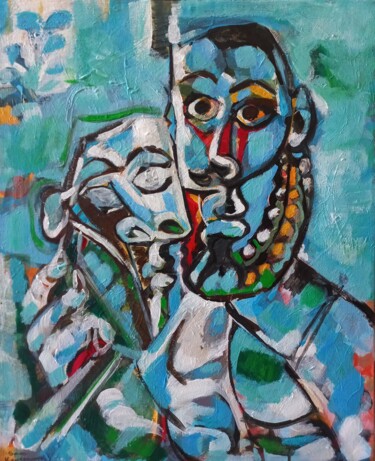 Malerei mit dem Titel "d'après Pablo " vou…" von Sam Keusseyan Gladiateur, Original-Kunstwerk, Acryl