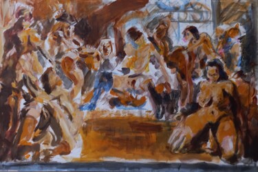 Pittura intitolato "" cène "" da Sam Keusseyan Gladiateur, Opera d'arte originale, Acrilico