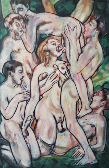 Painting titled "" la jeunesse "" by Sam Keusseyan Gladiateur, Original Artwork, Acrylic