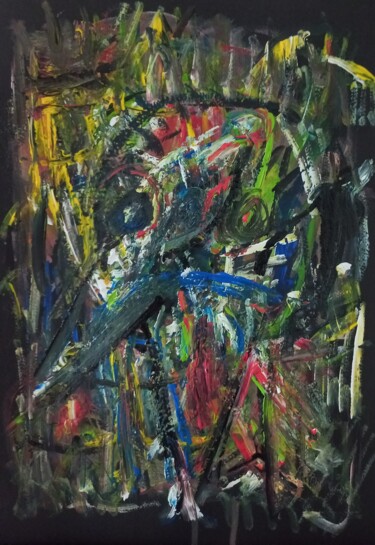 Painting titled "Un crie un oiseau..…" by Sam Keusseyan Gladiateur, Original Artwork, Acrylic
