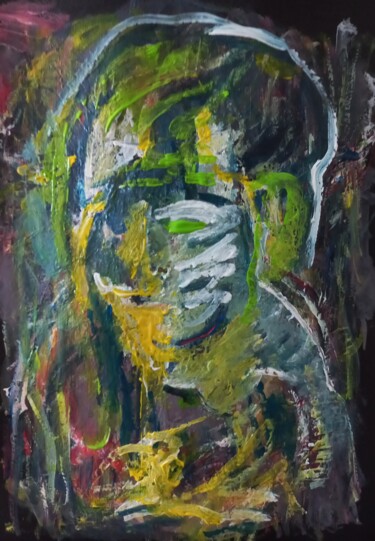 Painting titled "Autoportrait d3" by Sam Keusseyan Gladiateur, Original Artwork, Acrylic