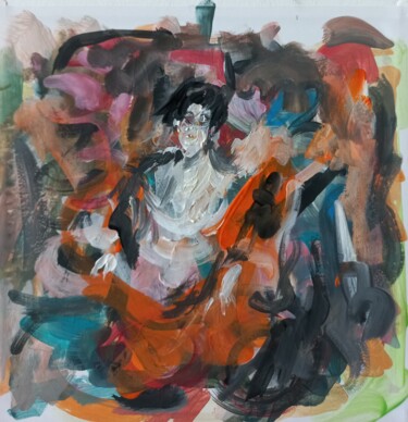 Peinture intitulée "" dans sa jupe "" par Sam Keusseyan Gladiateur, Œuvre d'art originale, Acrylique