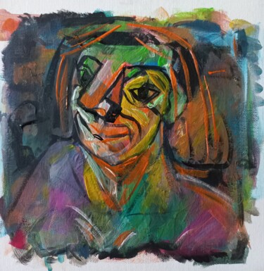 Peinture intitulée "" derrière sa masqu…" par Sam Keusseyan Gladiateur, Œuvre d'art originale, Acrylique