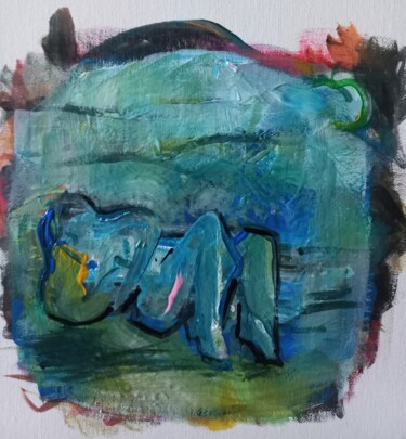 Peinture intitulée "" femme bleue "   c…" par Sam Keusseyan Gladiateur, Œuvre d'art originale, Acrylique