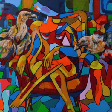 Malerei mit dem Titel "" la bourgeoise "" von Sam Keusseyan Gladiateur, Original-Kunstwerk, Acryl
