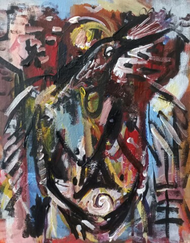 Malerei mit dem Titel "Grossesse 3" von Sam Keusseyan Gladiateur, Original-Kunstwerk, Acryl