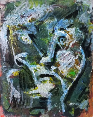 Painting titled "" portrait de rue "" by Sam Keusseyan Gladiateur, Original Artwork, Acrylic