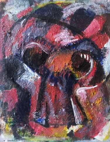 Картина под названием "" crâne en doute...…" - Sam Keusseyan Gladiateur, Подлинное произведение искусства, Акрил
