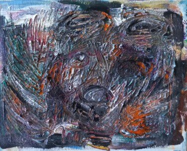 Painting titled "" le chien sur la m…" by Sam Keusseyan Gladiateur, Original Artwork, Acrylic