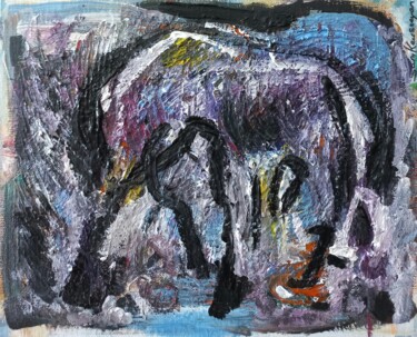 Peinture intitulée "" chien de nuit "…" par Sam Keusseyan Gladiateur, Œuvre d'art originale, Acrylique