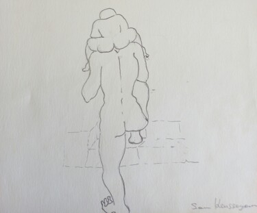 Peinture intitulée "" je porte mon enfa…" par Sam Keusseyan Gladiateur, Œuvre d'art originale, Crayon