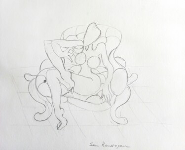 Peinture intitulée "" la bourgeoise " m…" par Sam Keusseyan Gladiateur, Œuvre d'art originale, Crayon