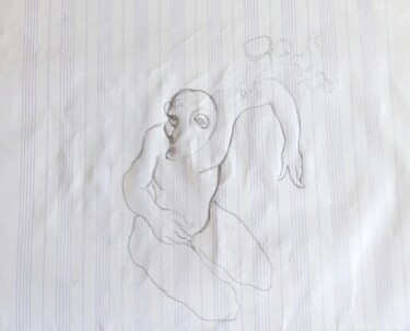 Peinture intitulée "" et je suis fatigu…" par Sam Keusseyan Gladiateur, Œuvre d'art originale, Crayon